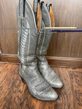 Sanders Bootmakers Womens Western Boots Size 7B Gray Genuine Bullhide Leather